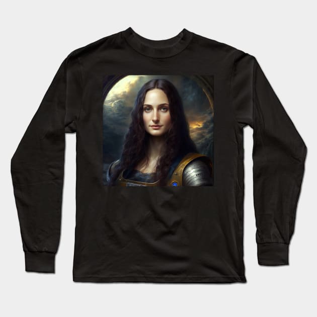 Mona Lisa Astronaut Realistic Painting Long Sleeve T-Shirt by unrealartwork